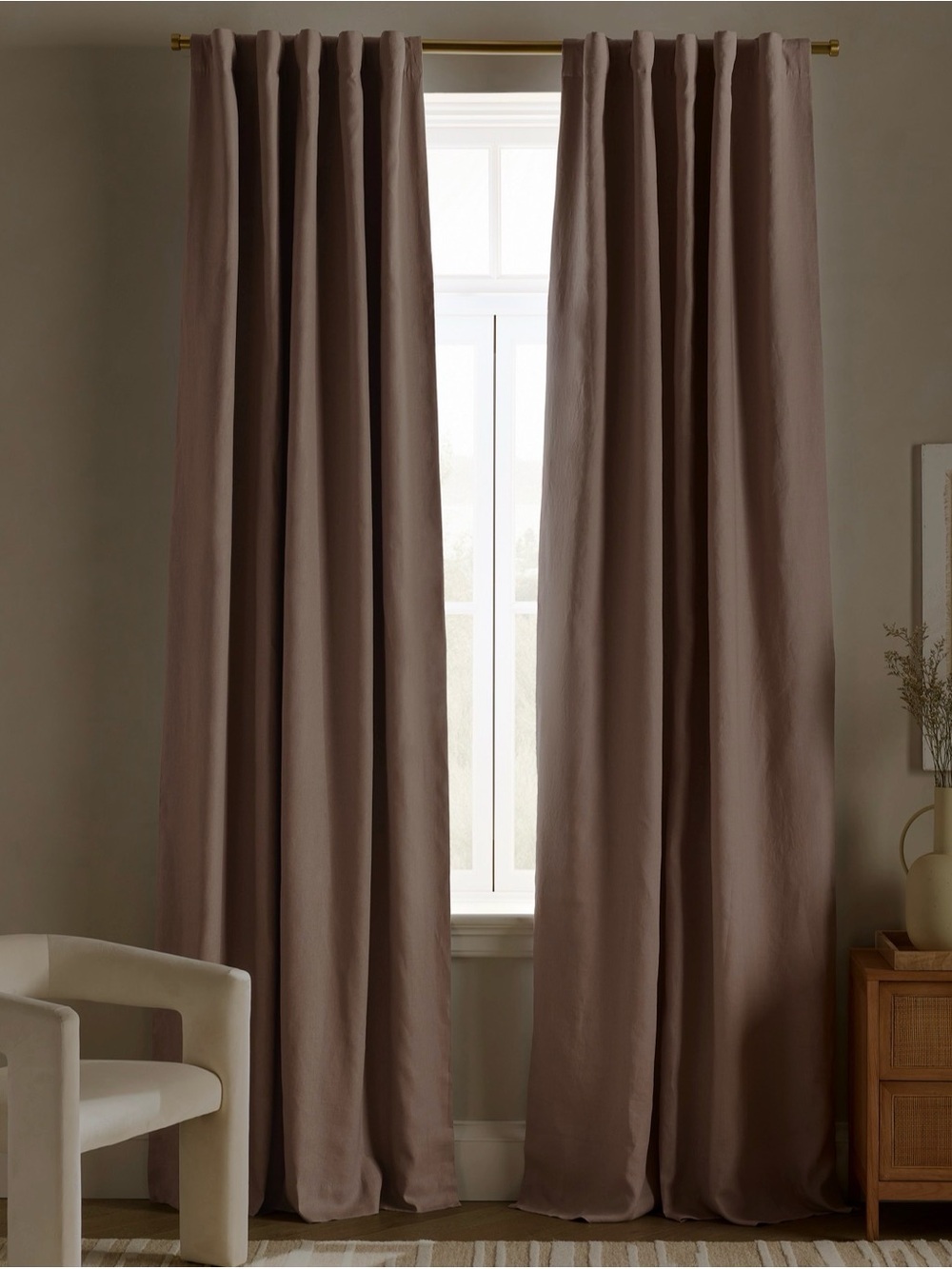Quince European Linen True Blackout Curtain 48x84 in Rose Quartz